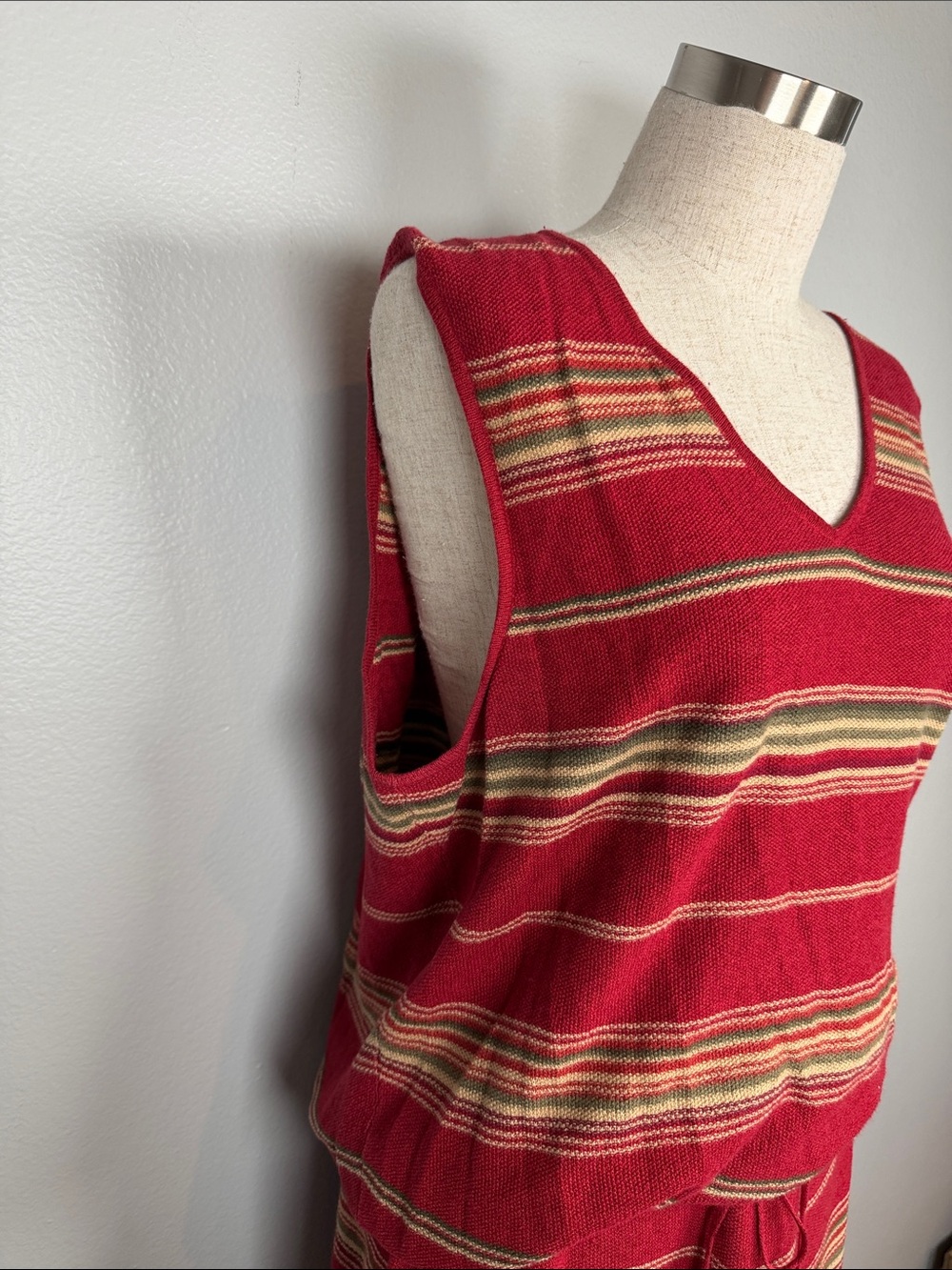 Ralph Lauren Red Striped Maxi Knit Skirt and V Neck Tank Matching Set Linen XL - Picture 4 of 10